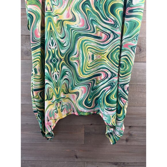 Umgee Womens Shirt Blouse Poncho Asymmetrical Hemline Green Size Small Medium - Picture 3 of 8